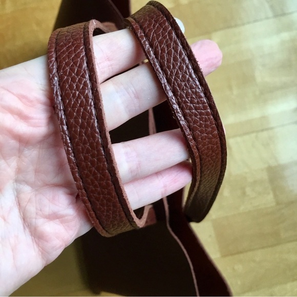 Vince Camuto Brown Pebble Vegan Faux Leather Shoulder Tote, Black Stripe - Picture 7 of 17